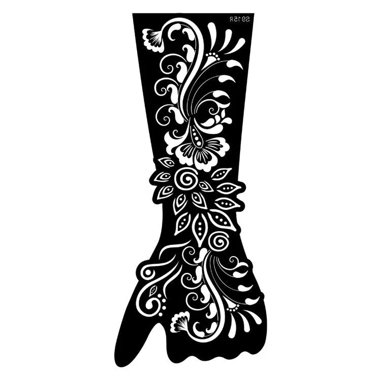 Pack of geometric hollow template tattoo stickers with machine-cut paper stencils for DIY art.