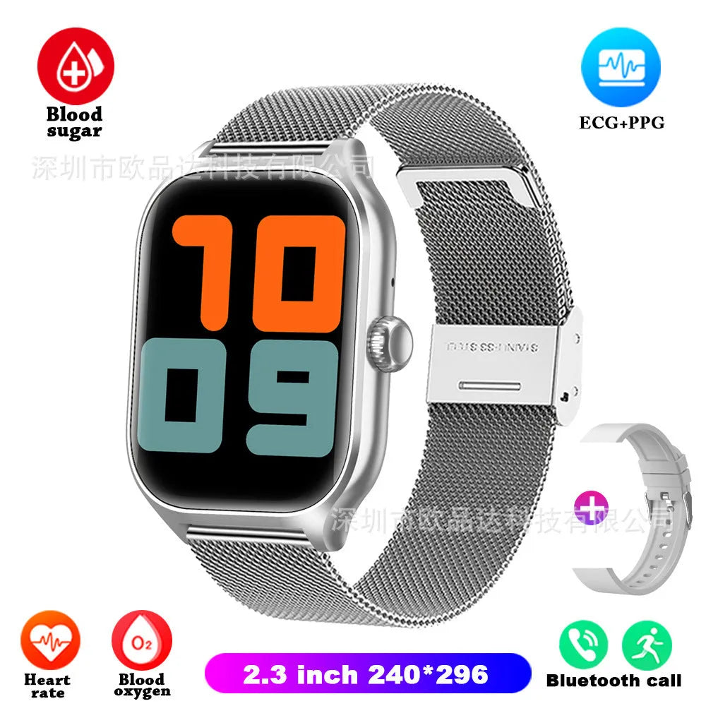 Full Touch Bluetooth Call Smart Bracelet in Black Net colour showing IPS screen with health data display