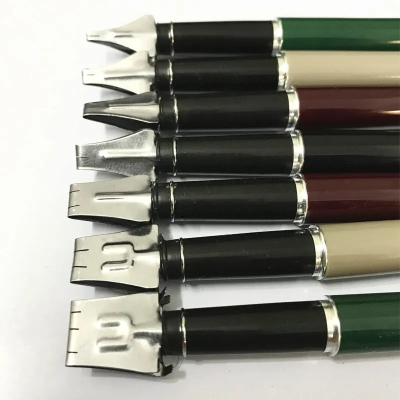 Right Point 7-piece calligraphy parallel pen set with stainless steel nibs and black ink, tip widths 2MM to 11MM