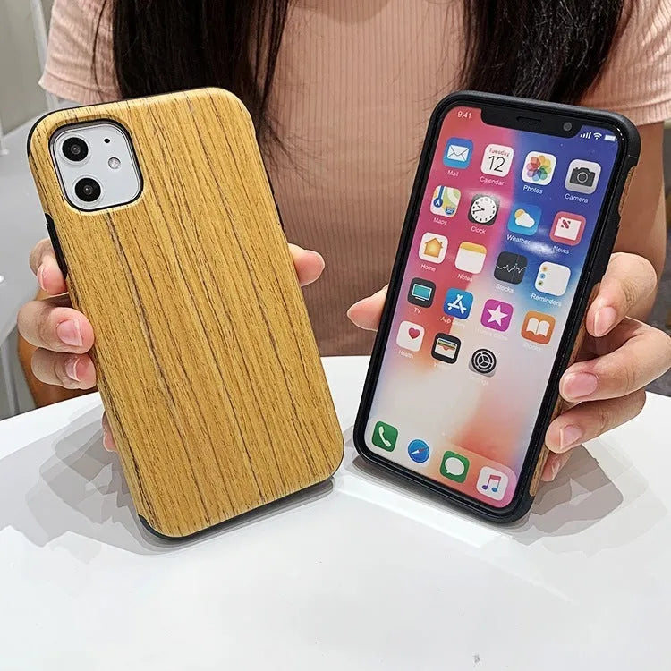 Wooden bamboo iPhone case back cover in rosewood, teak, black rose, and walnut colours