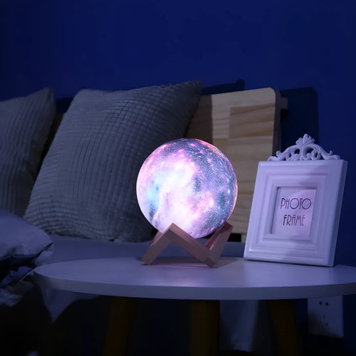 3D printed lunar night light with remote control, LED colour change, available in multiple sizes