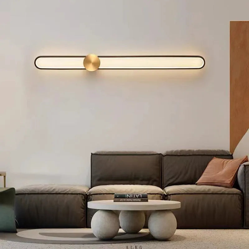 Modern minimalist round wall lamp with iron shade in black or gold finish