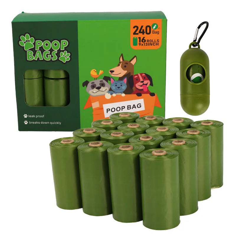 Extra thick strong leak proof dog waste bags in neutral colour with tie handles