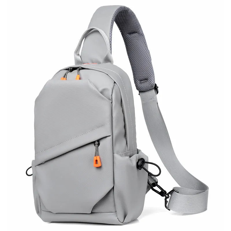 Men's black casual crossbody bag made from waterproof polyester material