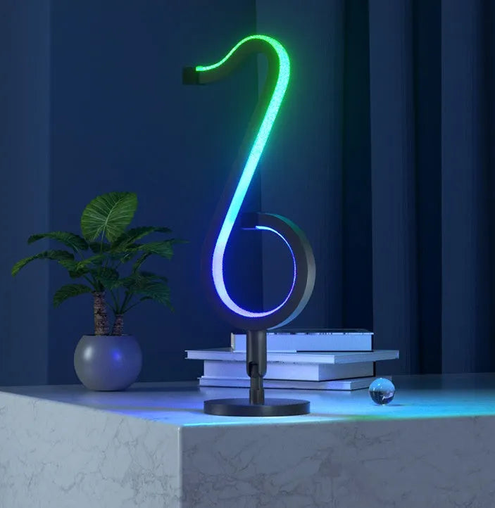 Black aluminium and iron APP remote control LED atmosphere light with rotating chassis