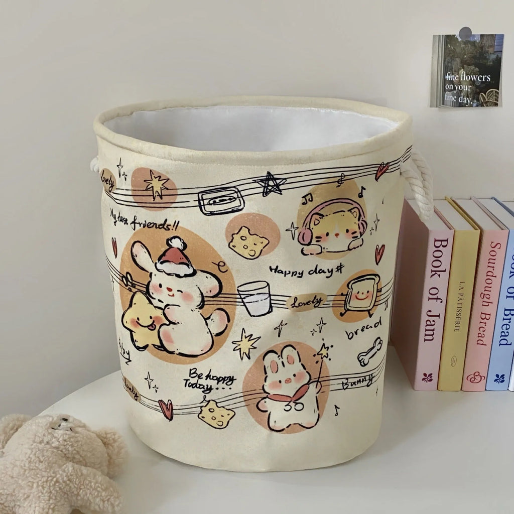 Foldable cotton cloth laundry basket in modern simplicity style with large capacity for bedroom or bathroom storage.