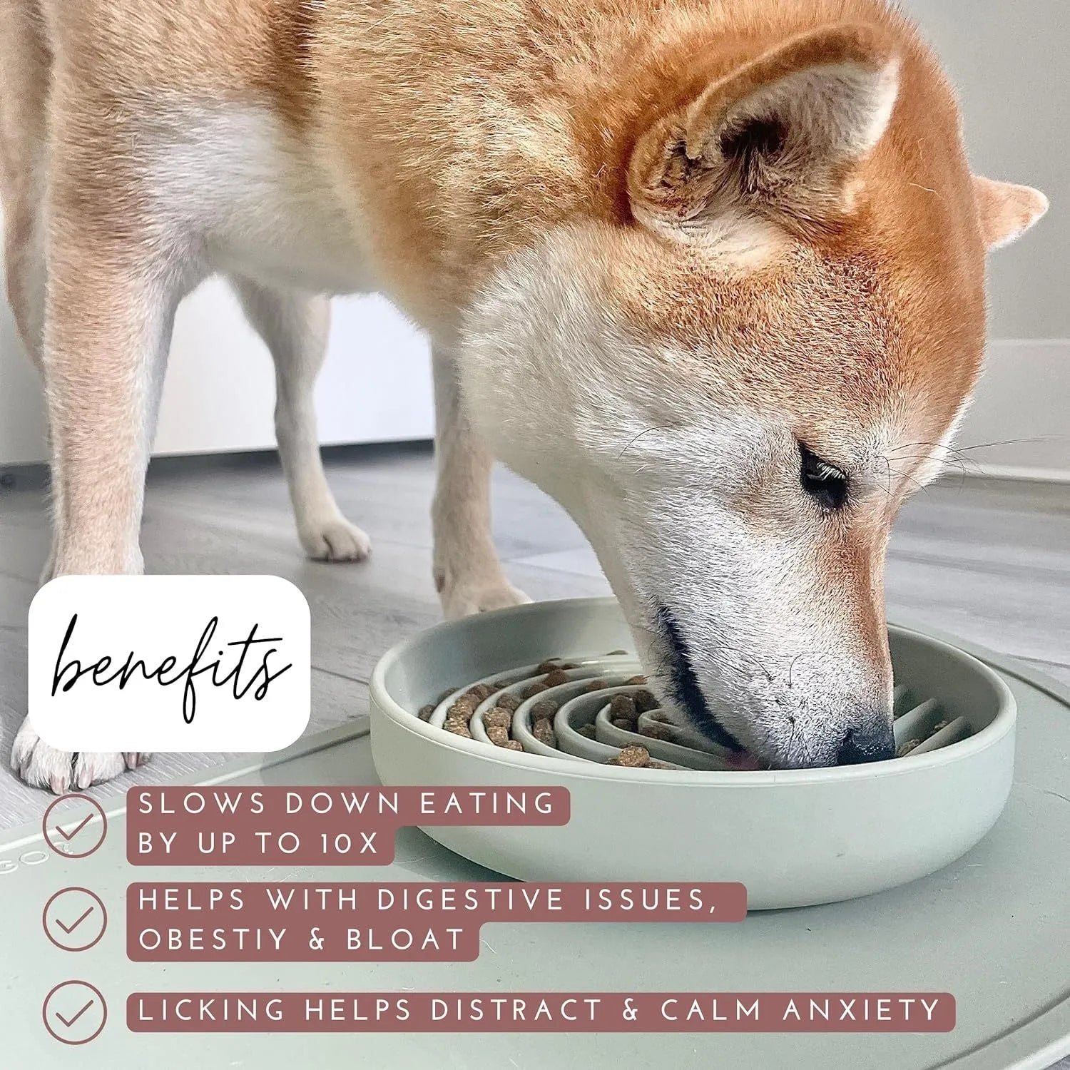 Silicone dog slow feeder bowl with ridges, shown in mustard green colour