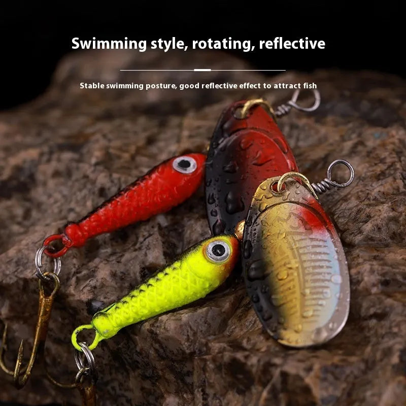 Rotating sequins hand-cranking metal composite simulation fishing lure in blue, size 9g 7cm