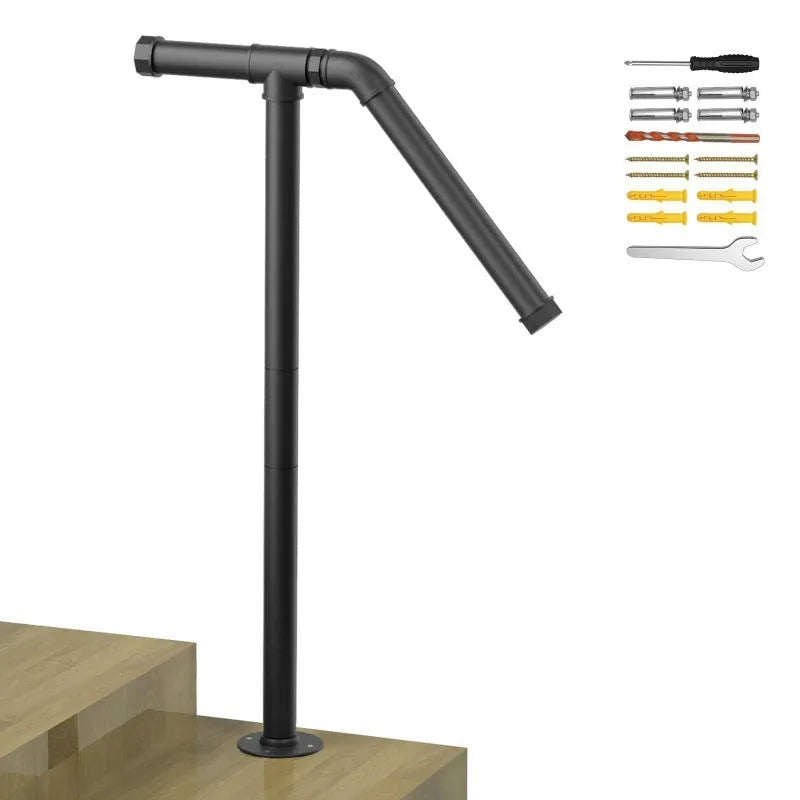 Black metal ladder support in American minimalist design for step ladder stabilisation