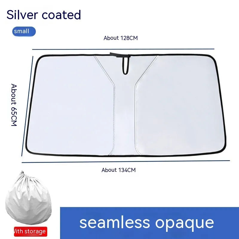Car double ring front sun shield with NC fabric titanium silver glue construction
