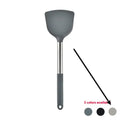 12 piece silicone kitchen utensil set with rotating storage bucket in black, dark gray, or khaki.