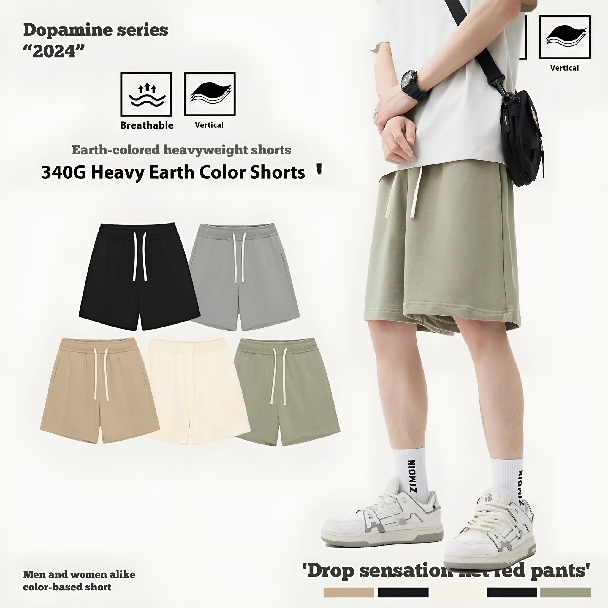 Loose-fit cotton denim shorts for a baby, shown in a neutral colour like khaki or grey.