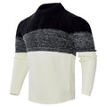 Men's knitted long-sleeve pullover sweater shown in multiple sizes and style variations.