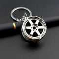 Zinc alloy wheel hub car keychain in gold, silver and gun black colour options