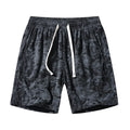 Men's camouflage pattern corduroy athletic shorts with straight leg and high waist design
