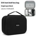 Gray multifunctional digital storage bag for data cable headset charger made from EVA material with sewing, holding cables and a charger