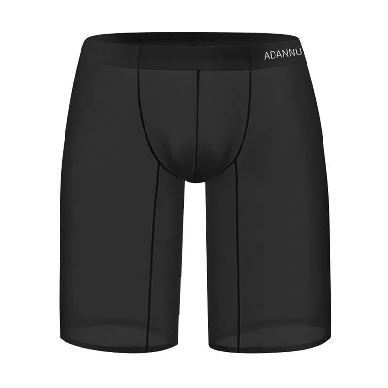 Men's solid colour seamless mesh shorts in knitted nylon fabric.