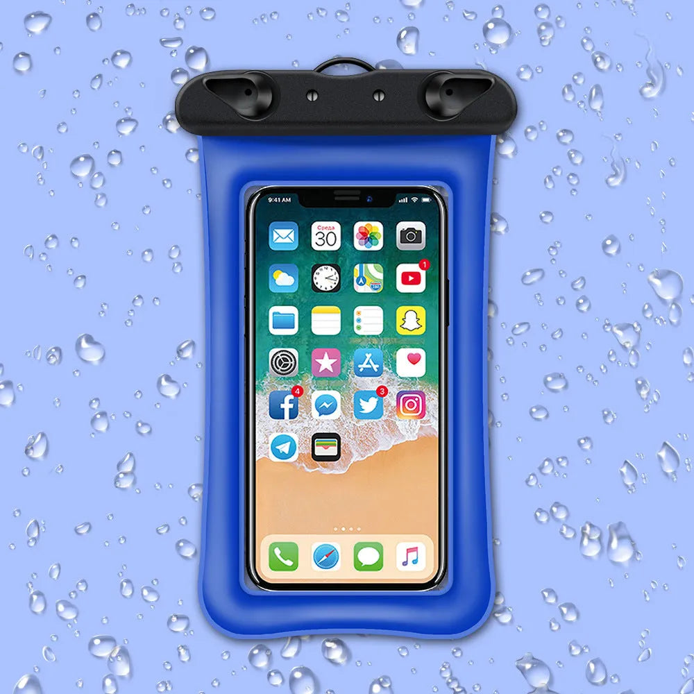 Double airbag mobile phone waterproof bag with 45cm rope in various colours
