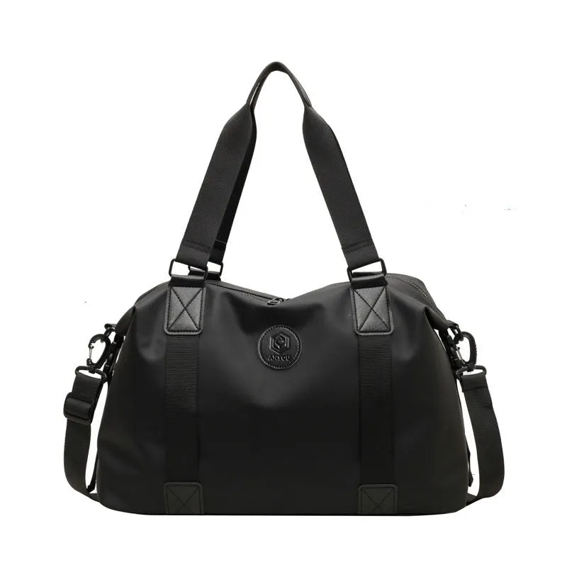 Large waterproof Oxford cloth travel bag in black colour with 36-55L capacity for short-distance leisure travel