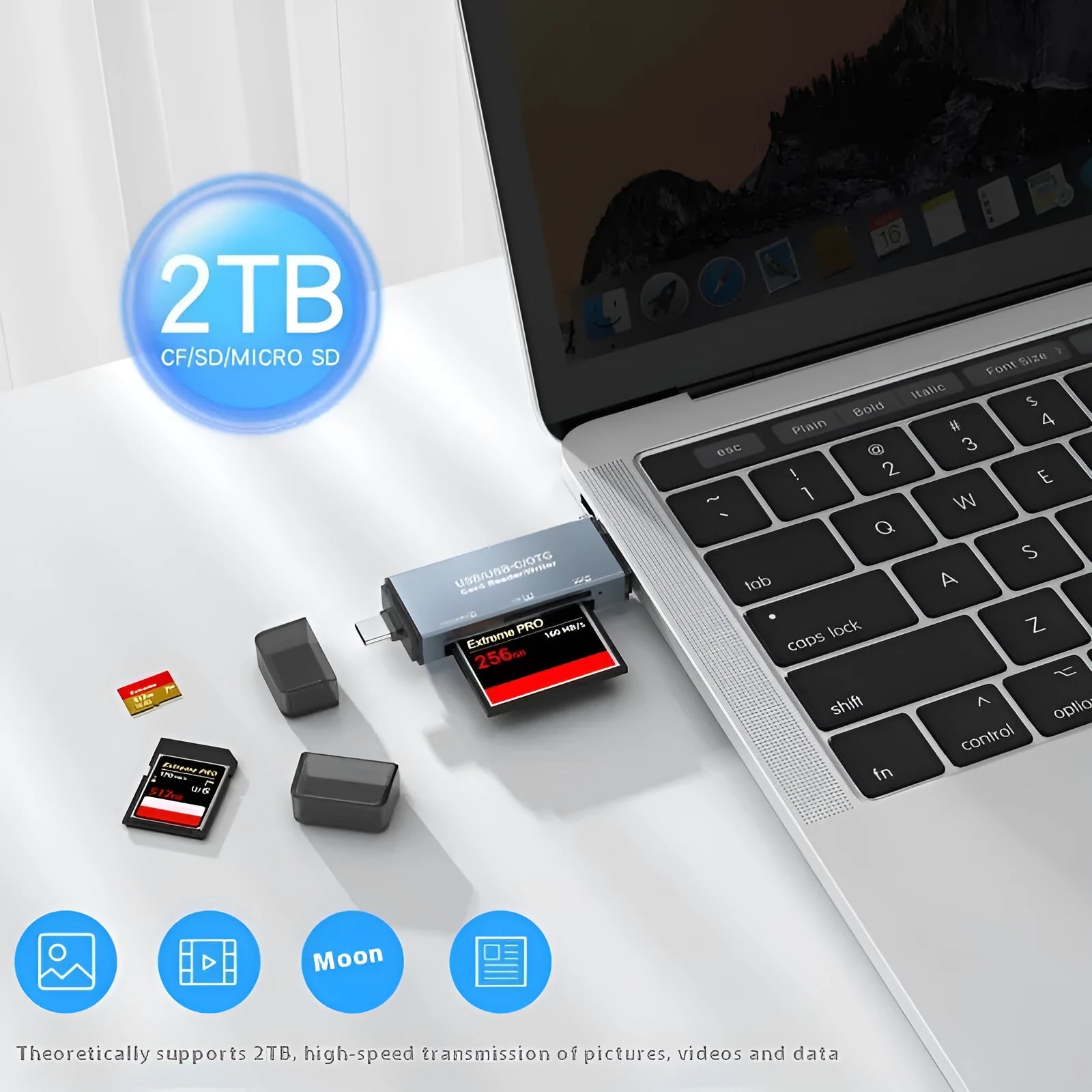 CF SD TF three-in-one USB card reader with aluminium alloy casing