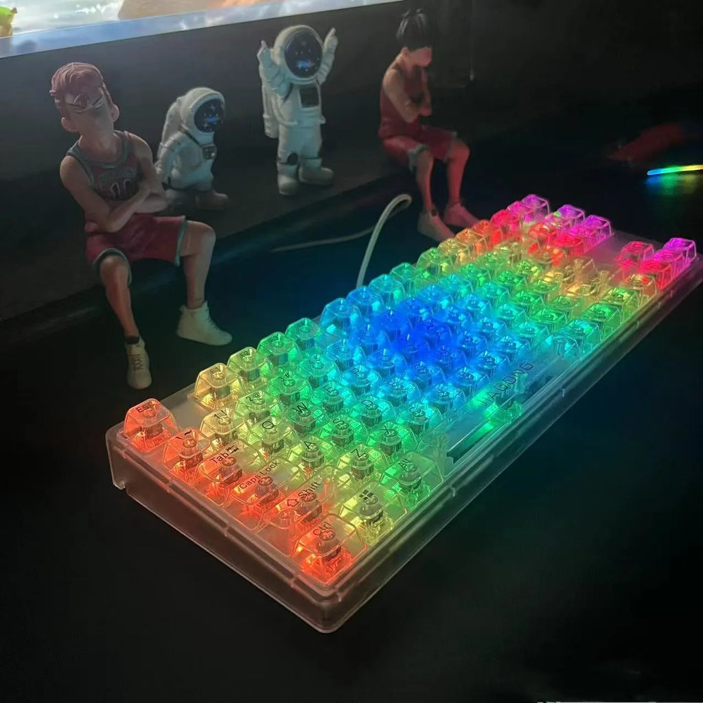 Transparent plastic key cap set with 132 pieces for mechanical keyboards