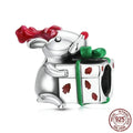 925 sterling silver reindeer bead with dripping oil finish, 1.1x1.4 cm, 0.45 cm aperture
