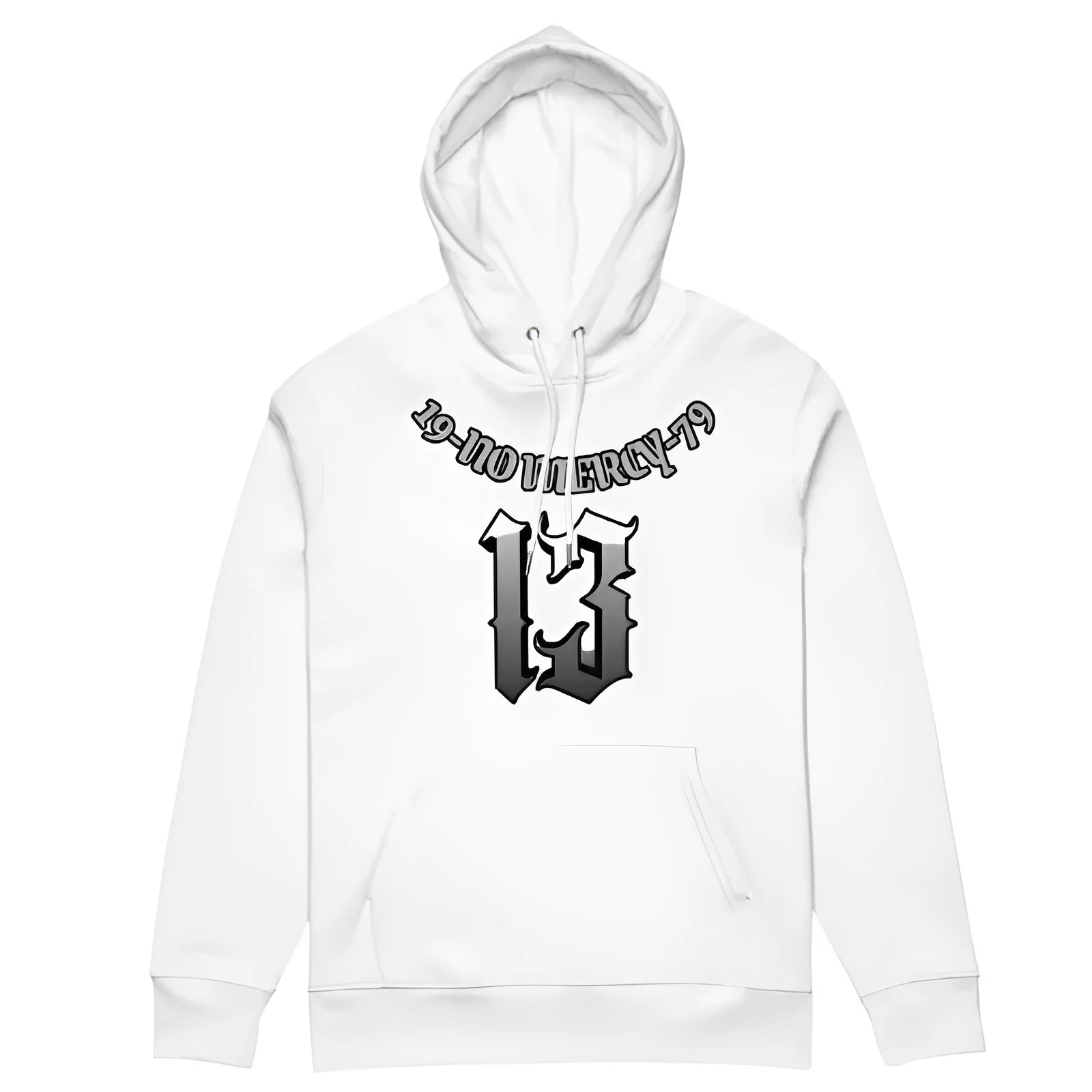 Loose fit fleece-lined hooded pullover sweater in grey, shown as team uniform business attire.