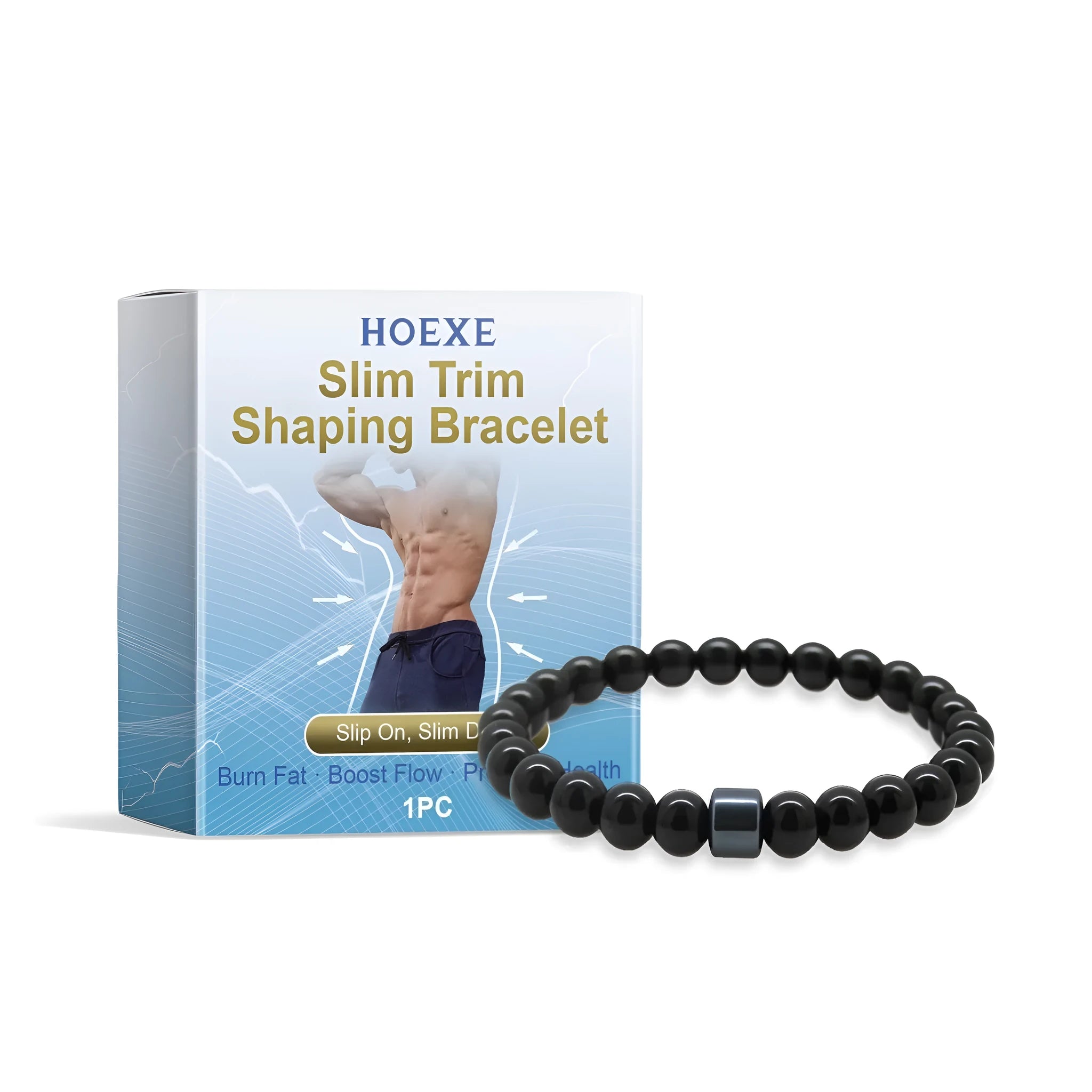 Men's glass and black gallstone bracelet with solid construction