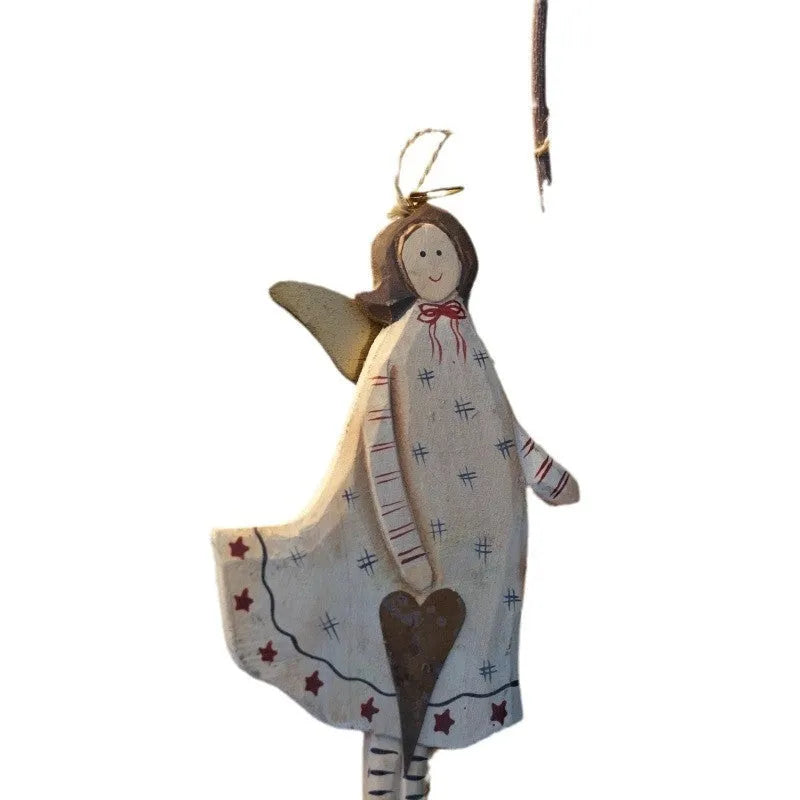 Hand-made carved and painted wooden door pendant with American country style design.