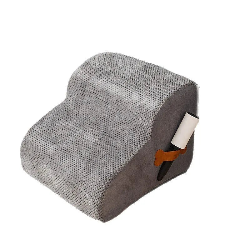Grey removable washable pet stairs for cats and small dogs, two-level or three-level sizes, made from corn suede sponge