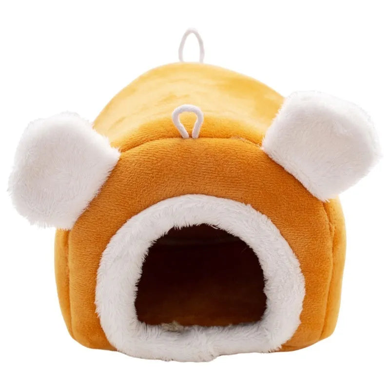Thick cloth small pet bed in gray colour, enclosed bird-nest shape for hamster, size 15x15x15cm