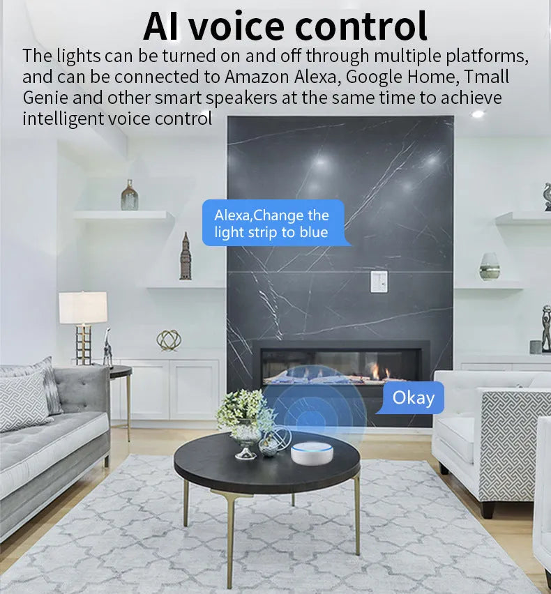 GU10 smart spotlight with RGBCCT colour mixing and WiFi connectivity for voice control