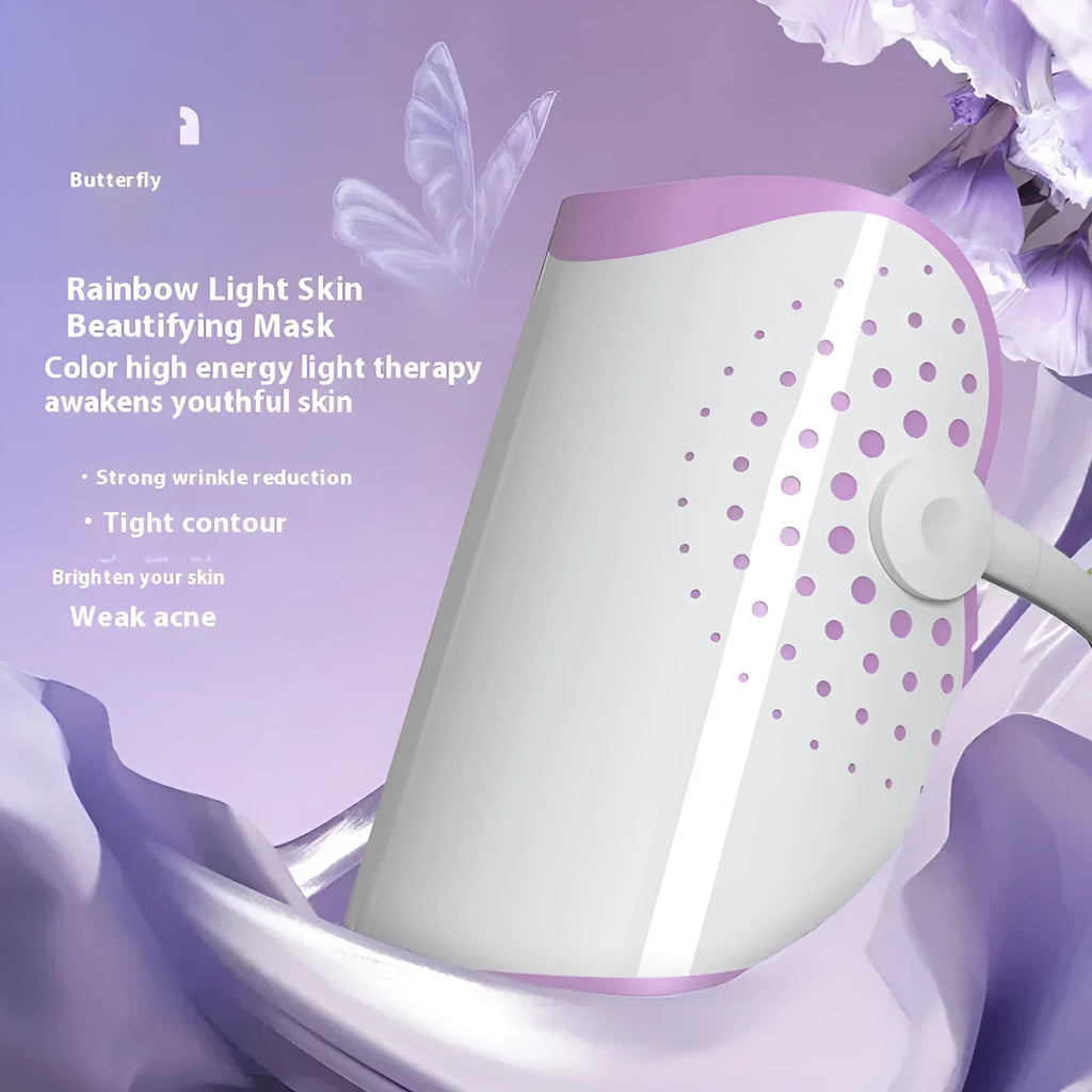 White and purple photon IPL beauty mask with spectrometer for home colour light therapy treatments