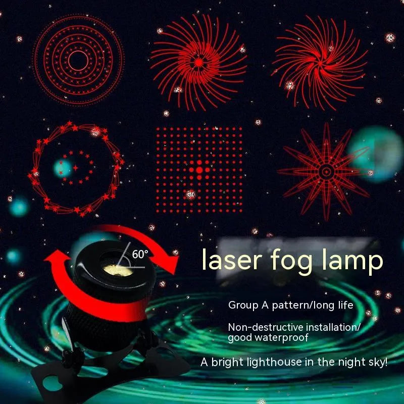 Aluminium universal laser fog lamp kit with wires and mounting screws for car and motorcycle.