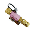 Metal vacuum valve core disassembly tool set showing black and pink colour variations