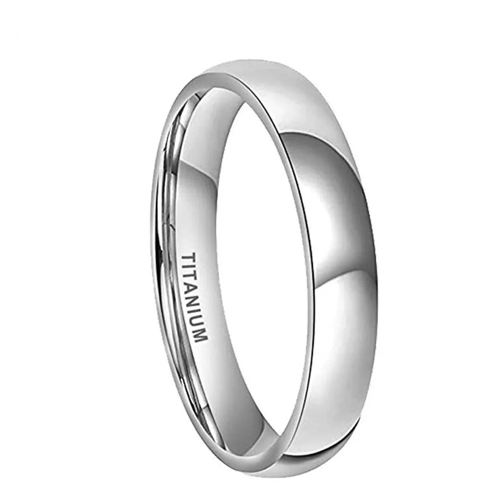 Silver titanium steel minimalist ring shown in various widths on a plain background.