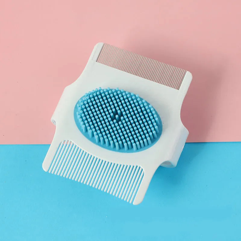 Blue multifunctional pet comb with floating hair removal, massage and flea removal functions