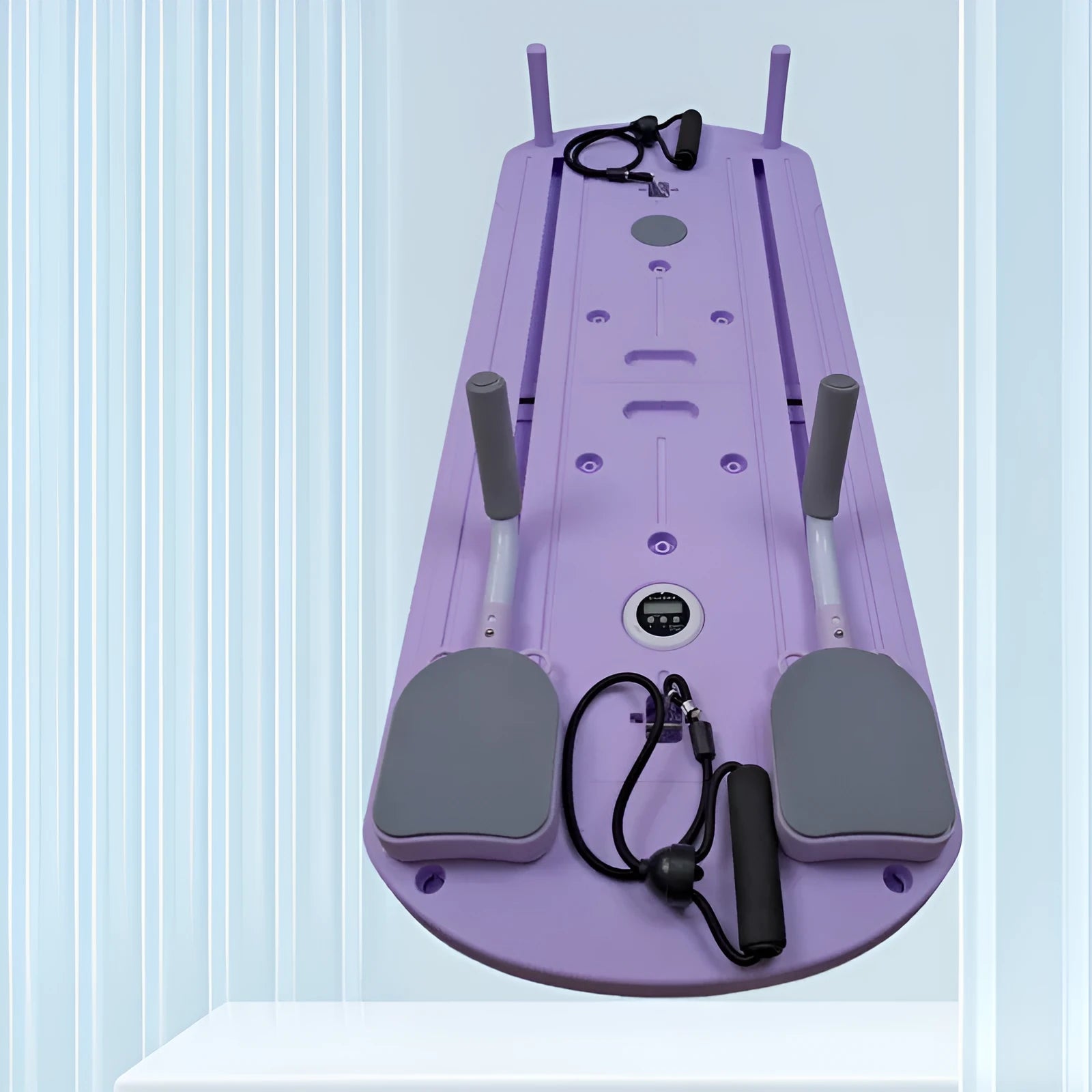 Multi-functional supine board wheel equipment in dark purple and pink for abdominal exercise