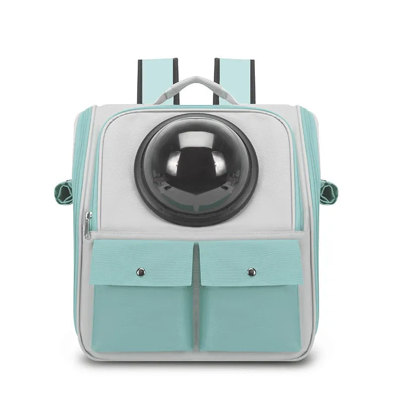 Cat space capsule backpack in solid colour, polyester, for cats up to 7kg, portable pet carrier