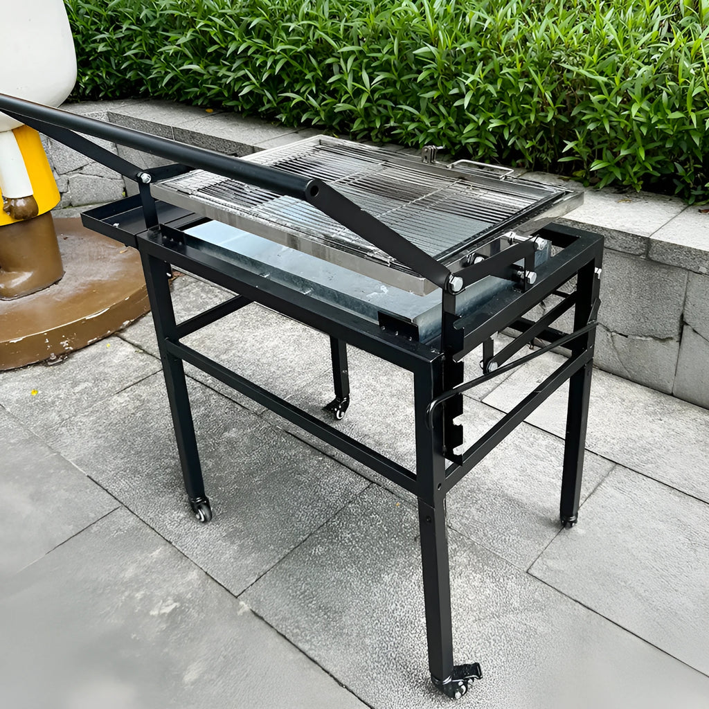 Large foldable portable charcoal BBQ grill and stove for courtyard use.