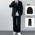 Plus size men's suit jacket set with trousers, shirt and tie in college style loose fit