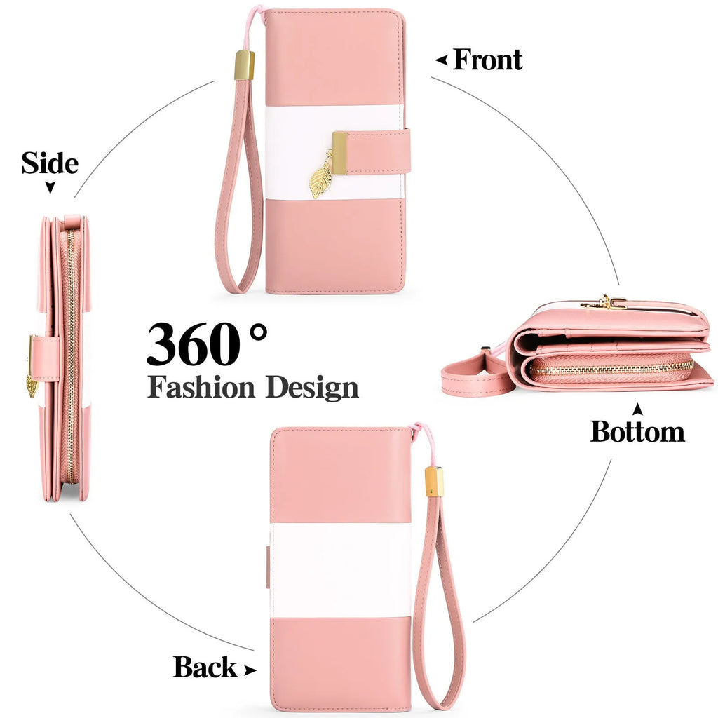 Anti theft clutch wallet with lock showing RFID blocking and PU leather construction in midnight black colour