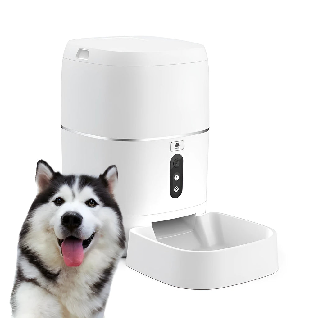 Smart Pet Automatic Feeder Water Feeder in white ABS plastic with compact design
