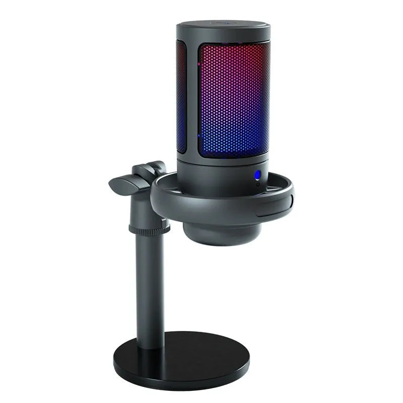 RGB condenser USB microphone for computer recording and live streaming in black colour