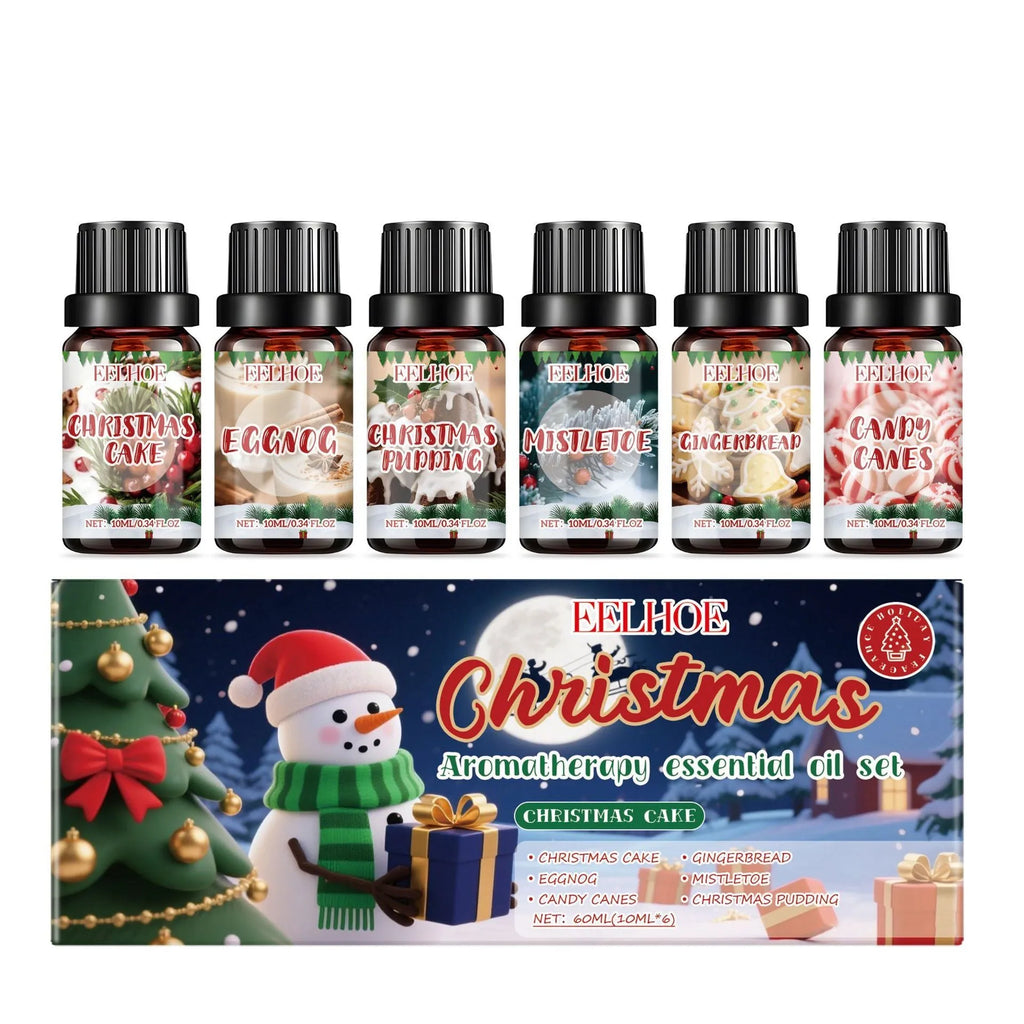 Christmas aromatherapy oil suit showing six 60ml bottles for home fragrance diffusion