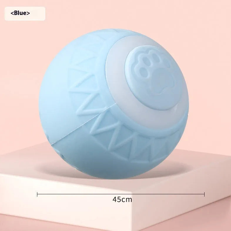 Automatic moving bouncing rolling ball smart cat toy in blue and pink silicone construction