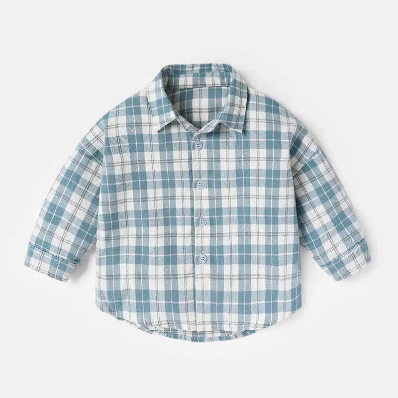 Boys' cotton casual shirt with lattice pattern in multiple colours showing long sleeve design