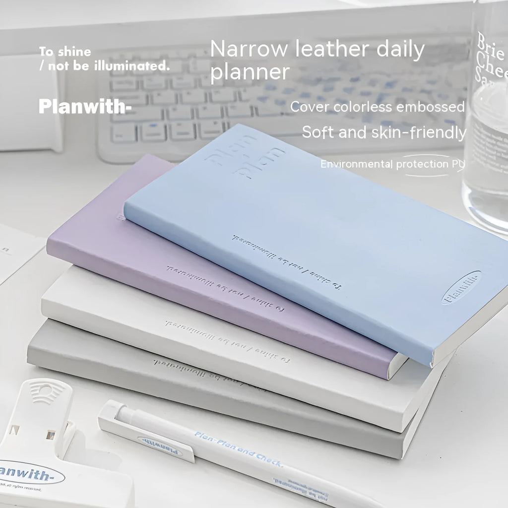 Embossed A5 daily meter notebook showing paper cover and open pages