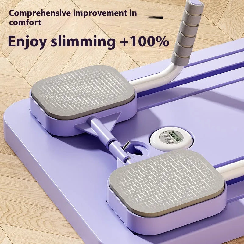 Standard purple household fitness board with automatic rebound abdominal wheel for multi-functional exercise.