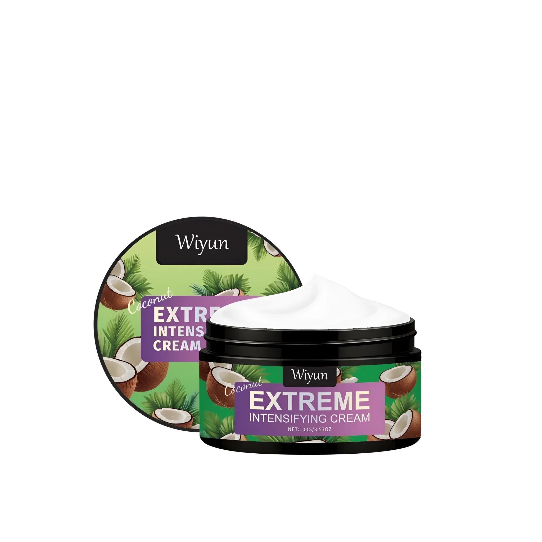 Coconut flavour hair styling gel cream tube with caramel coloured gel containing olive oil and coconut oil